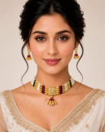 NECKLACE KUNDAN CHOKAR WITH MOTI MALA - Image 2